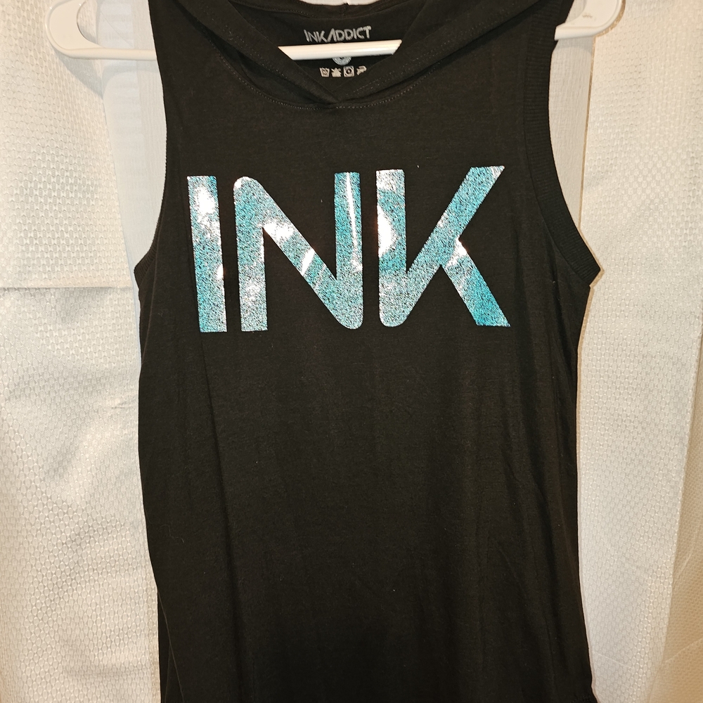 Black Tank Top with Teal Logo